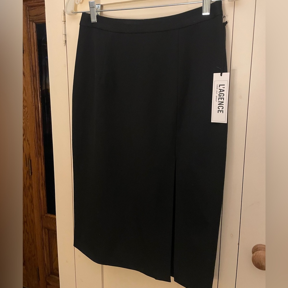 NWT L’Agence Black Side Slit Pencil Skirt SZ 6